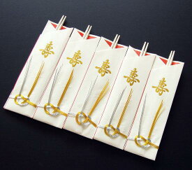 お祝い箸(5膳入) 金寿(W26023) 敷紙・掛紙 祝い箸・箸包み・紙の箸置き