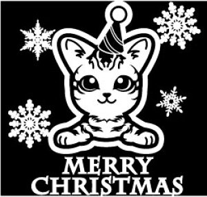 クリスマスステッカー クリスマス ステッカー 車 窓 飾り 猫 ネコ ねこ cat 動物 & ペット 11 オリジナルグッズ 大きさ 約15cm
