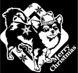 クリスマスステッカー クリスマス ステッカー 車 窓 飾り チワワ 犬 イヌ dog デザイン ペット 15 オリジナルグッズ 大きさ 約15cm