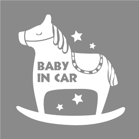 車 ステッカー baby in car ステッカー 子供 赤ちゃんが乗ってます かわいい オリジナルデザイン ダーラナホース 北欧 カッティングステッカー 出産祝い プレゼント ママへ オリジナルグッズ
