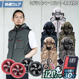 村上被服 HOOH V1129/V3001/V3002 ミドルファンベスト 2026年新型 30Vファンバッテリーセット 裏チタン フルハーネス対応 ポリエステル100 ハイバック 春夏 電動ファン用ウェア 作業服