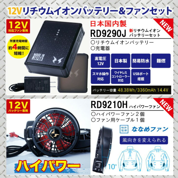 楽天市場】空調風神服 電動ファン用ウェア 長袖シャツ 警備服 12V 