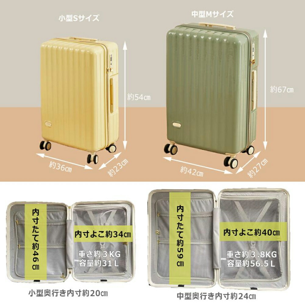 楽天市場】スーツケース 機内持ち込み 軽量 小型 Sサイズ Mサイズ