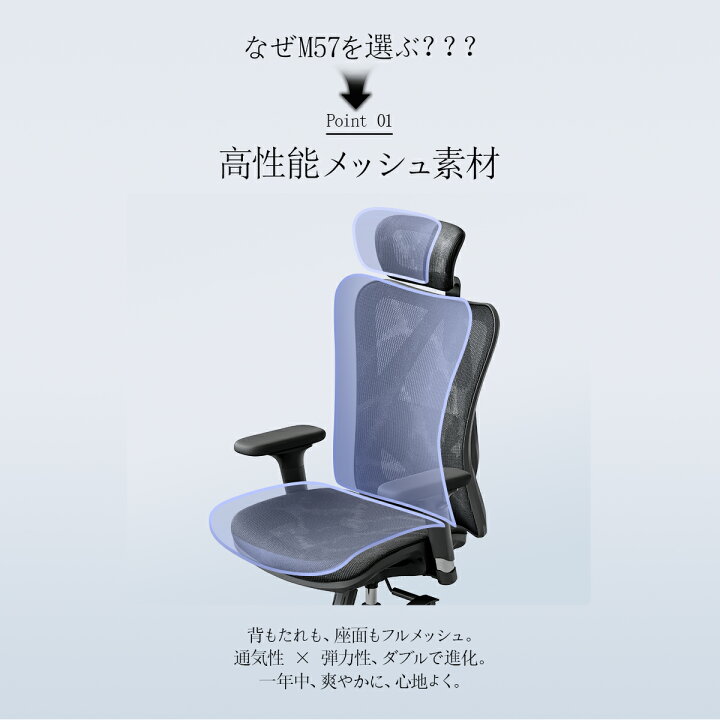 楽天市場】【公式店】SIHOO M57 オフィスチェア 全メッシュ 通気性抜群 