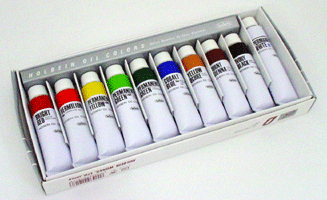 習作用油絵具10色セット　Dセット　5号(15ml)×9本　6号(20ml)ホワイト×1本　
