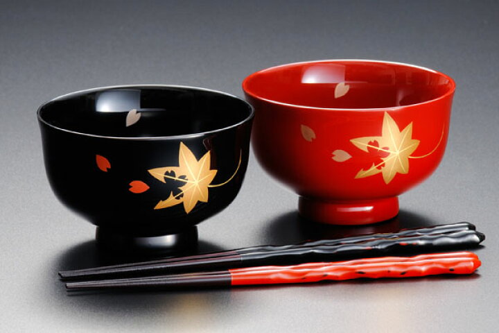 楽天市場】【木製漆器】春秋蒔絵百合型夫婦汁椀と波形夫婦箸/母の日 
