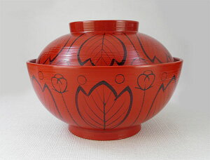 【越前漆器】漆器のしもむらオリジナル雑煮椀さくら吉野洗朱/手塗漆ぬり・お正月・迎春用fs04gm