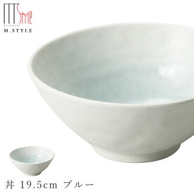 【エムスタイルジャポネ 潤（うるま） 丼 19.5cm ブルー（水色）】ドンブリ 美濃焼き 貫入あり 陶器 焼き物 日本製 食洗機対応 エムスタイル M.STYLE ホテル レストラン 料亭【ミヤザキ食器】【Silent-サイレント-】