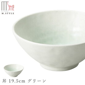 【エムスタイルジャポネ 潤（うるま） 丼 19.5cm グリーン（緑）】ドンブリ 美濃焼き 貫入あり 陶器 焼き物 日本製 食洗機対応 エムスタイル M.STYLE ホテル レストラン 料亭【ミヤザキ食器】【Silent-サイレント-】