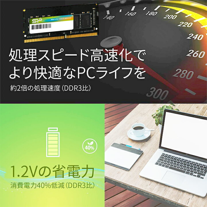 楽天市場】シリコンパワー ddr4 ノートDDR4-2400(PC4-19200) 8GB×1枚 