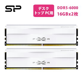 シリコンパワー ゲーミング DDR5 32GB (2x16GB) Zenith 6000MHz (PC5-48000) 288ピン CL30 1.35V UDIMM Non-ECC デスクトップ RAM コンピューター メモリ SP032GXLWU60AFDG White