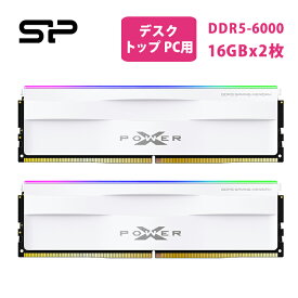シリコンパワー ゲーミング DDR5 32GB (2x16GB) 6000MHz (PC5-48000) Zenith RGB 288ピン CL30 1.35V UDIMM Non-ECC デスクトップ RAM コンピューター メモリ SP032GXLWU60AFDH White