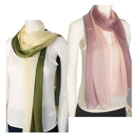【今ならスカーフ2枚購入毎にスカーフリングプレゼント】グラデーションのシルクロングスカーフ【限定価格】紫外線対策に
