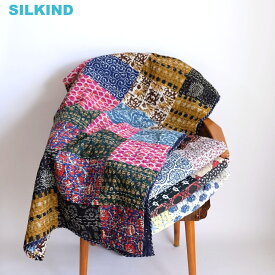 【楽天スーパーSALE20％オフ】インド綿　グドリ　パッチワーク　刺し子刺繍　ブロックプリント　マルチクロス　ダブルサイズハンドメイド インド雑貨 伝統工芸 インド土産 インテリア カンタ ラリーキルト 刺し子 ベッドカバー ソファカバー マルチカバー テーブルクロス