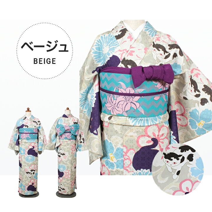 楽天市場】着物 小紋 白黒猫と黒猫 きもの 和音-WAON- 公式 | S M L 