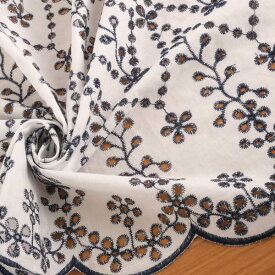 綿 レース刺繍 130cm幅×2.7m 綿100%【オランダ製】ネイビー 白 紺