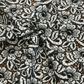 高級ピンドットブロード フラワー刺繍 綿100% 150cm幅(刺繍幅140cm)×2.7m 【イタリア製】レッド ブラック ホワイト 白