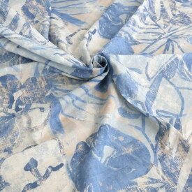 綿ローンプリント 140cm幅×1.6m 【イタリア製】綿100% ブルー ホワイト 白 青 水色