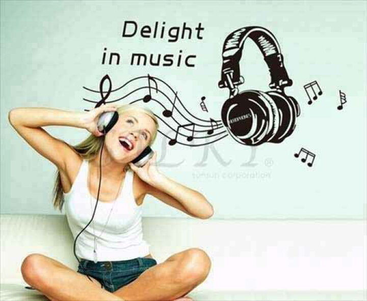 楽天市場 Delight In Music ウォールステッカー ウォール ステッカー シール 北欧 はがせる 壁紙 送料無料音楽 音符 楽譜 シンプル ヘッドホン シルキー インテリア ベビー