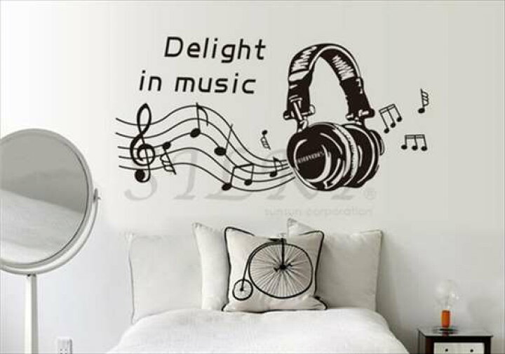 楽天市場 Delight In Music ウォールステッカー ウォール ステッカー シール 北欧 はがせる 壁紙 送料無料音楽 音符 楽譜 シンプル ヘッドホン シルキー インテリア ベビー