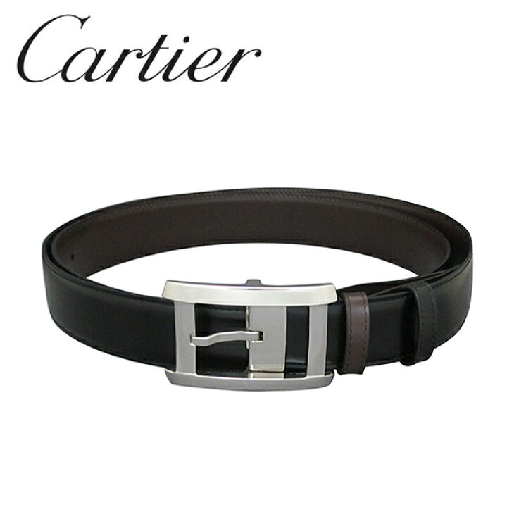 楽天市場】カルティエ ベルトリバーシブル ブラック×ブラウン×シルバー 