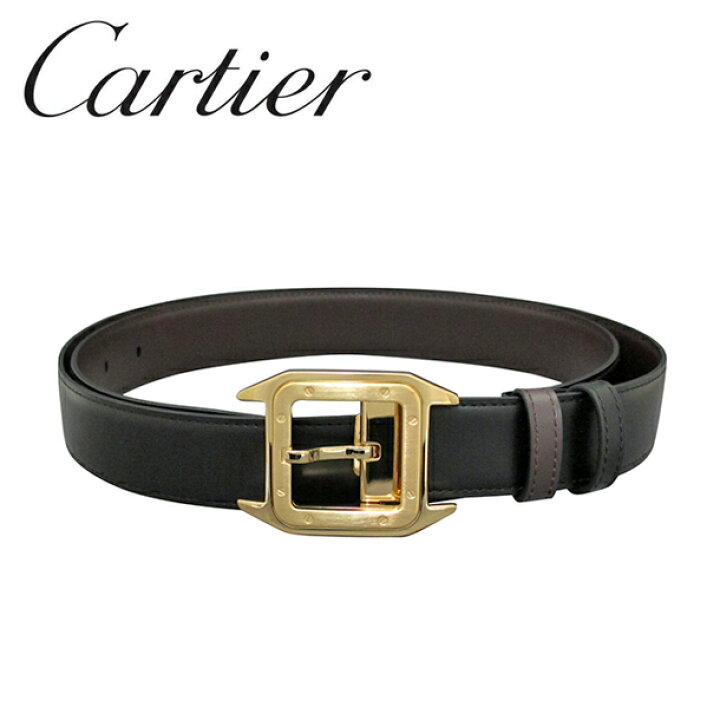 楽天市場】カルティエ ベルトリバーシブル ブラック×ブラウン×ゴールド  