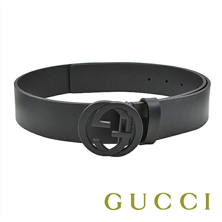 グッチ GUCCI ベルト メンズ ブラック/ブラックカラー インターロッキングGバックル 368186 BGH0V 1000  Silver Back