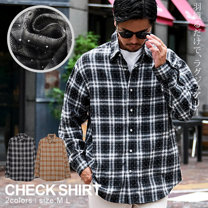 NI レディース NETY NINETY 9090 長袖チェックシャツ ネルシャツ 黒白
