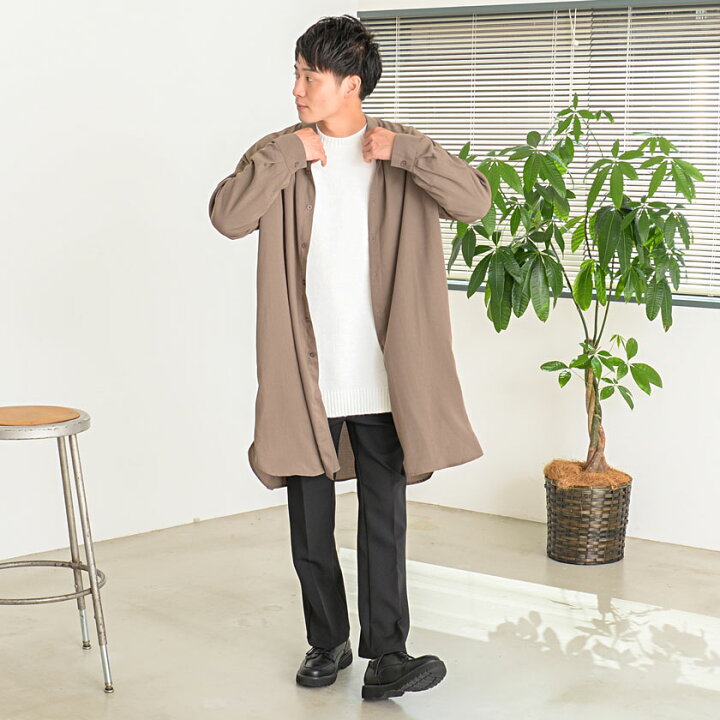 楽天市場 送料無料 ロング丈 シャツ メンズ バンドカラー 長袖 オーバーサイズシャツ 長袖シャツ メンズ おしゃれ ビッグシルエット シャツ メンズ カジュアルシャツ メンズ ロングシャツ メンズ カジュアル 長袖 シャツ メンズ 韓国 ファッション 秋服 秋 冬 22
