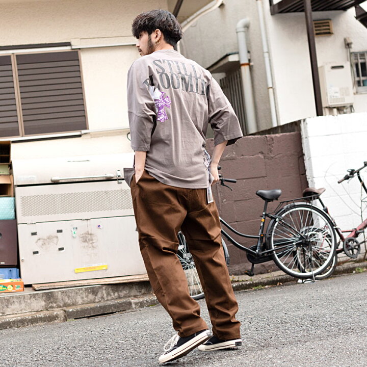 楽天市場 送料無料 Tシャツ メンズ ブランド 大きいサイズ ストリート ストリートファッション トップス カットソー 韓国ファッション ペイズリー アップリケ 刺繍 クロス コットン クルーネック 半袖 ドロップショルダー ビッグ Cavaria キャバリア 郵 あす楽