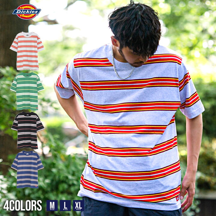 楽天市場 Dickies ディッキーズ Tシャツ メンズ ブランド オシャレ 大人 半袖 ボーダー トップス ロゴ カットソー クルーネック ホワイト ブラック カジュアル ボーダーt レトロ 90s ストリート アウトドア ワーク 春 夏 M L Xl 代 30代 40代 メンズファッション