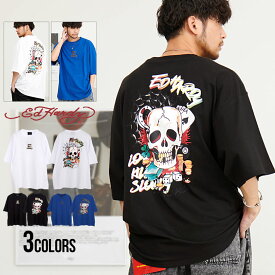 【送料無料】ED HARDY エドハーディー Tシャツ メンズ おしゃれ 半袖 半袖Tシャツ カットソー プリント スカル 髑髏 ドクロ ホワイト ブラック 黒 白 M L ブランド カジュアル オーバーサイズ 大きいサイズ クルーネック 男性 男 父の日【郵】【あす楽対応】