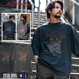 【送料無料】ED HARDY エドハーディー Tシャツ メンズ アメカジ ブランド おしゃれ 半袖 半袖Tシャツ 大きいサイズ トップス カットソー インナー ビンテージ風 ロック プリント スカル ロゴ 綿100% ゆったり ユニセックス 男 男性 春 夏 ファッション【郵】【あす楽対応】