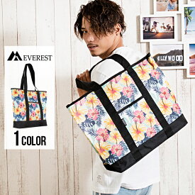 トートバッグ メンズ "EVEREST【エベレスト】花柄 Shopping トートバッグ/全1色"【あす楽対応】【トートバッグ ジッパー付き 花柄 総柄 ユニセックス フェス アウトドア レジャー トロピカル 夏 春 】 プレゼント ギフト