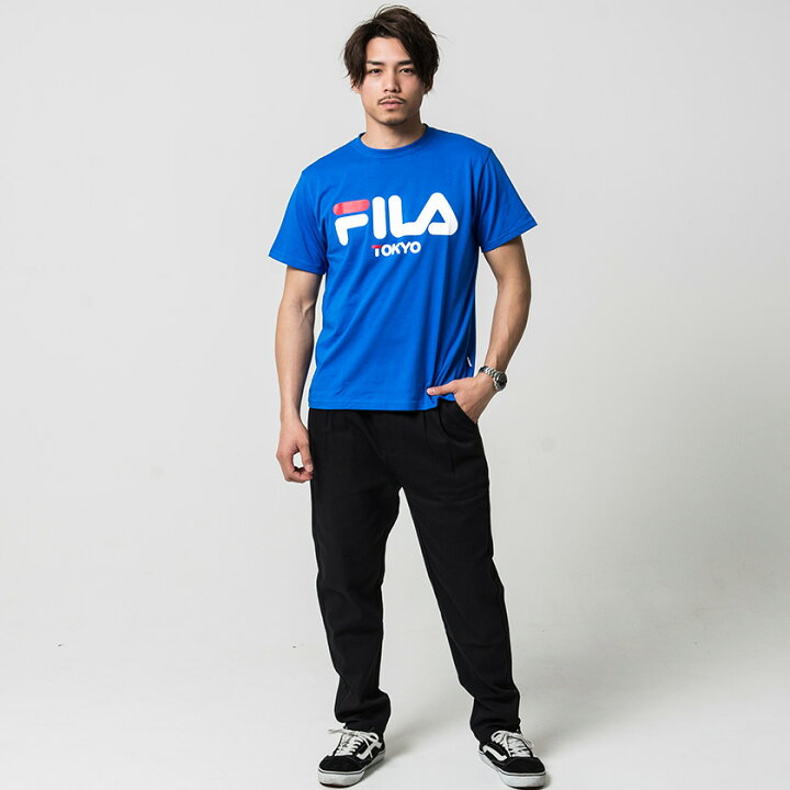楽天市場 Tシャツ メンズ トップス 半袖 Fila フィラ プリントtシャツ 全6色 あす楽対応 シャツ プリント ロゴ ブランド ホワイト ブラック ネイビー ブルー レッド グリーン ユニセックス レディース ストリート M L 春 冬 P10 Silver Bullet シルバー