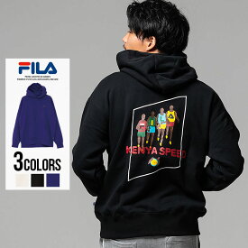 長袖 パーカー イラスト プリント バックプリント プルオーバーFILA【フィラ】アートプリント長袖プルオーバーパーカー/全3色【あす楽対応】メンズ ホワイト ブラック パープル 白 黒 ブランド ストリート カジュアル M L 秋 冬