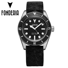 【お取り寄せ商品】FONDERIA【フォンデリア】SEAWOLF/全1色【ご注文から1週間〜10日前後発送予定】【返品・交換対象外商品】【メンズ 時計 ウォッチ レザー イタリア プレゼント ギフト ブラック 誕生日 BITTER系 ビター系】