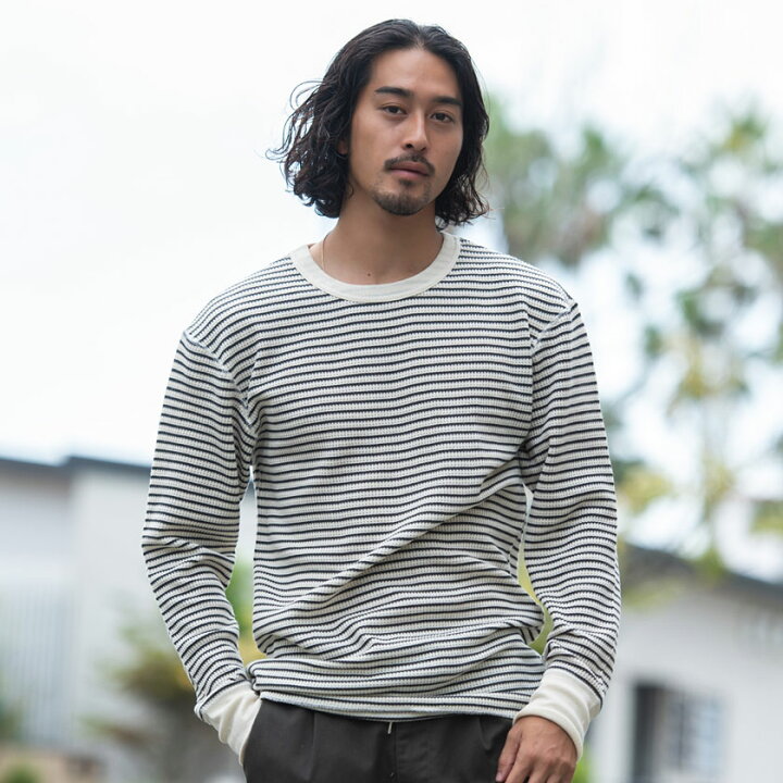 楽天市場】【送料無料】ロンT メンズ ワッフル サーマル 長袖Tシャツ 