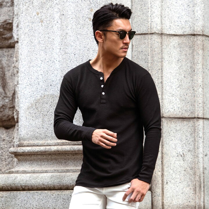 楽天市場】【送料無料】ロンT メンズ ワッフル サーマル 長袖Tシャツ 