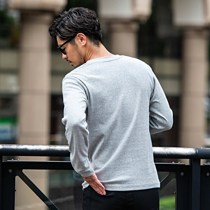 楽天市場】【送料無料】ロンT メンズ 長袖 Tシャツ ヘンリーネック 