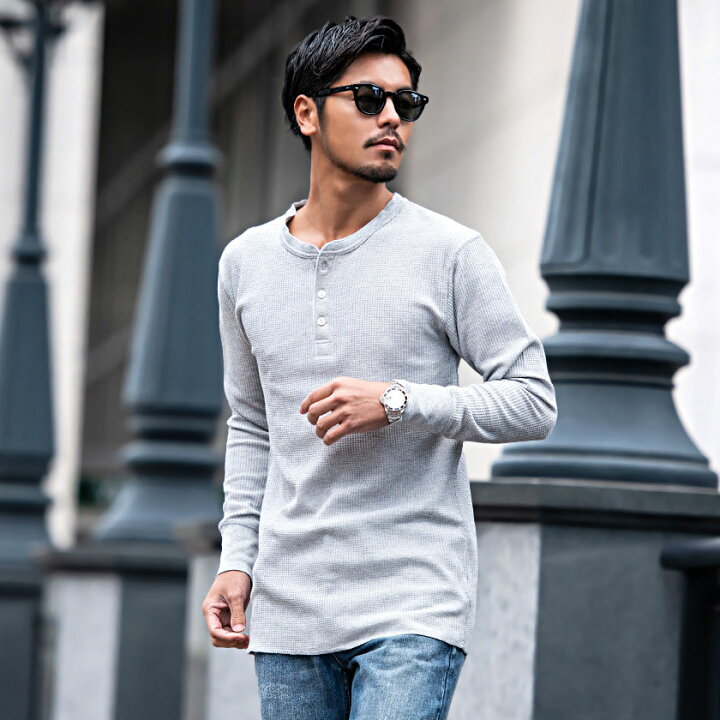 楽天市場】【送料無料】ロンT メンズ ワッフル サーマル 長袖Tシャツ 