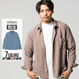 シャツ メンズ 長袖 別注 KANGOL【カンゴール】別注ワンポイントロゴ刺繍長袖シャツ/全7色【あす楽対応】【ブランドロゴ 刺繍 ワンポイント ブラック ピンク ブルー レッド ベージュ ネイビー BITTER系 ビター系 ストリート 春 【p10】【DTK】