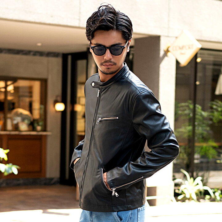 楽天市場】【送料無料】ライダースジャケット メンズ シングル  