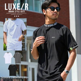 【送料無料】Tシャツ メンズ 切り替え 半袖 ブランド 半袖Tシャツ トップス ストレッチ 伸縮性 ロゴ ゴルフ グレー ブラック LUXE/R ラグジュ ゴルフウェア 父の日 プレゼント 白Tシャツ 大人 20代 30代 40代 50代 ちょいワル ユニセックス 男性 服 春 夏 春夏 ファッション