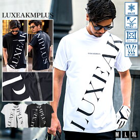 【送料無料】LUXEAKMPLUS リュクスエイケイエムプラス ゴルフウェア Tシャツ メンズ 接触冷感 速乾 UVカット 紫外線カット 吸汗速乾 ストレッチ おしゃれ 半袖 半袖Tシャツ プリント ロゴ ブランドロゴ モックネック ホワイト ブラック 白 黒 春 夏 ゴルフ【あす楽対応】↑↑