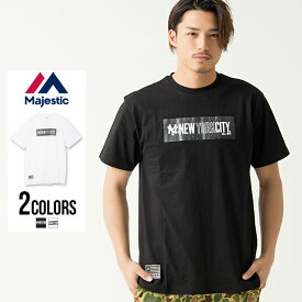 半袖 tシャツ メンズ Majestic【マジェスティック】S/S BOX PRINT T/全2色【あす楽対応】【クルーネック トップス ボックスロゴ プリント ヤンキース ニューヨーク ブランド ストリート ブラック ホワイト M L XL 夏 春 】