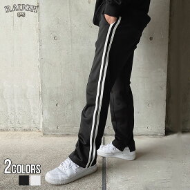 ラインパンツ メンズ "RAUGH【ラフ】Double Line Pants/全2色"【あす楽対応】ボトムス ジャージパンツ ストレートパンツ スリット カジュアル ストリート S M L ブラック ホワイト 春 夏 【p10】