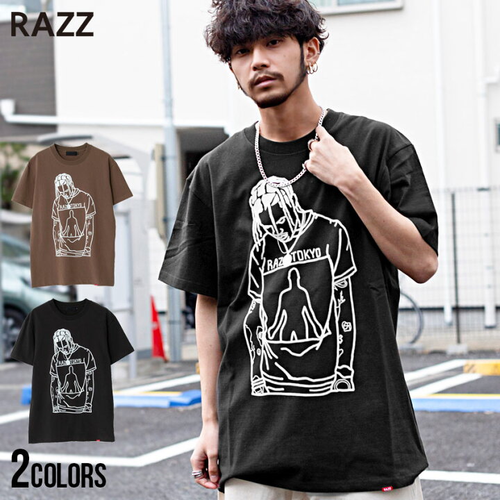楽天市場 送料無料 Tシャツ メンズ Razzis ラズ ブランド おしゃれ 大人 トップス カットソー 半袖tシャツ 半袖 ラッパー プリント ブラウン チャコール ブラック ストリート ファッション ストリート系 韓国ファッション 夏 夏服 春 あす楽対応 Dtk