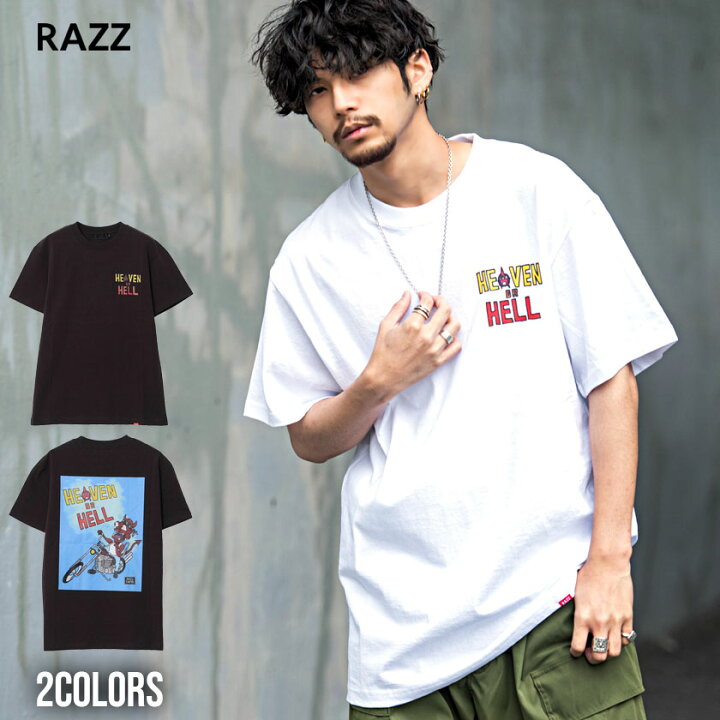 楽天市場 Tシャツ メンズ ブランド おしゃれ Razzis ラズ 半袖 半袖tシャツ トップス カットソー バイク デビル プリント 花 ホワイト チャコール 白 黒 ストリート ファッション ストリート系 春 夏 代 30代 40代 メンズファッション あす楽対応 Dtk Silver