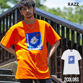 Tシャツ メンズ RAZZIS ラズ ブランド おしゃれ トップス カットソー フラワー プリント 花 ホワイト オレンジ 白 ストリート ファッション ストリート系 20代 30代 40代 50代 クール ユニセックス 男性 男 服 春 夏 夏服 春夏 ファッション